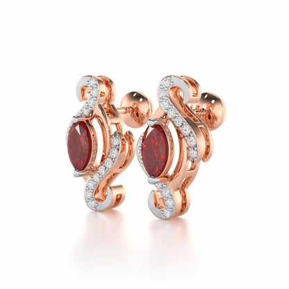 Ethereal Epiphany Garnet Silver Earrings - Rose Gold - Image 3
