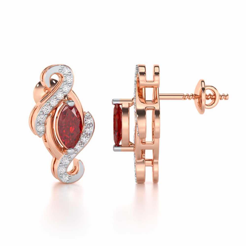 Ethereal Epiphany Garnet Silver Earrings - Rose Gold - Image 4