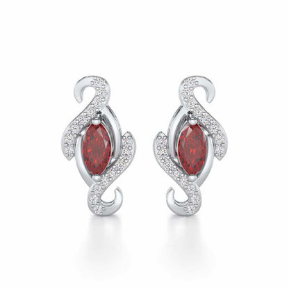 Ethereal Epiphany Garnet Silver Earrings - White Gold - Image 1