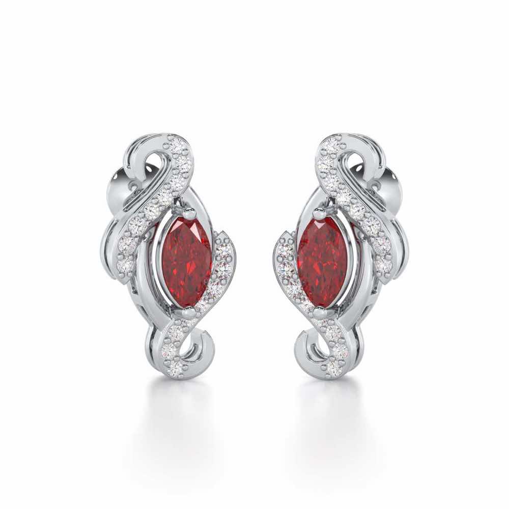 Ethereal Epiphany Garnet Silver Earrings - White Gold - Image 2