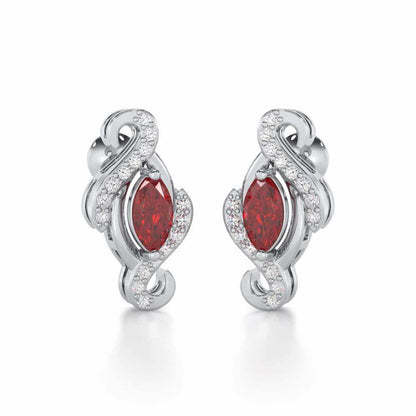 Ethereal Epiphany Garnet Silver Earrings - White Gold - Image 2