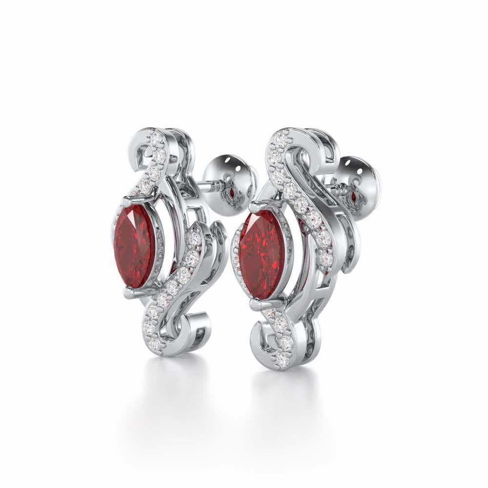 Ethereal Epiphany Garnet Silver Earrings - White Gold - Image 3