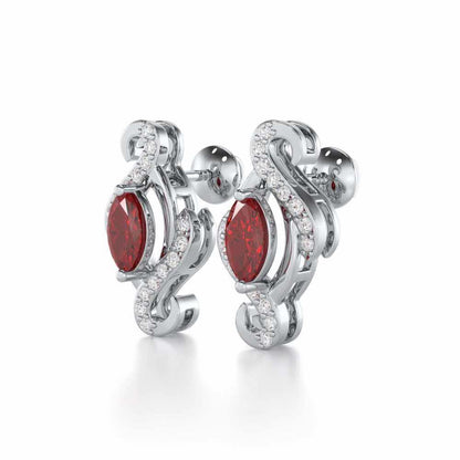 Ethereal Epiphany Garnet Silver Earrings - White Gold - Image 3