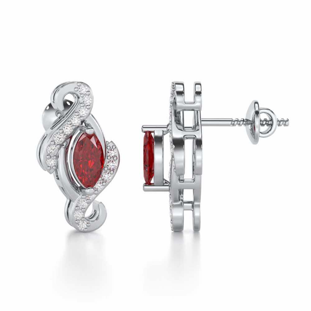 Ethereal Epiphany Garnet Silver Earrings - White Gold - Image 4