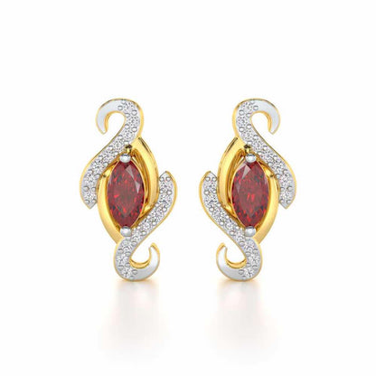 Ethereal Epiphany Garnet Silver Earrings - Yellow Gold - Image 1