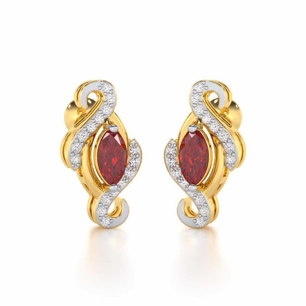 Ethereal Epiphany Garnet Silver Earrings - Yellow Gold - Image 2