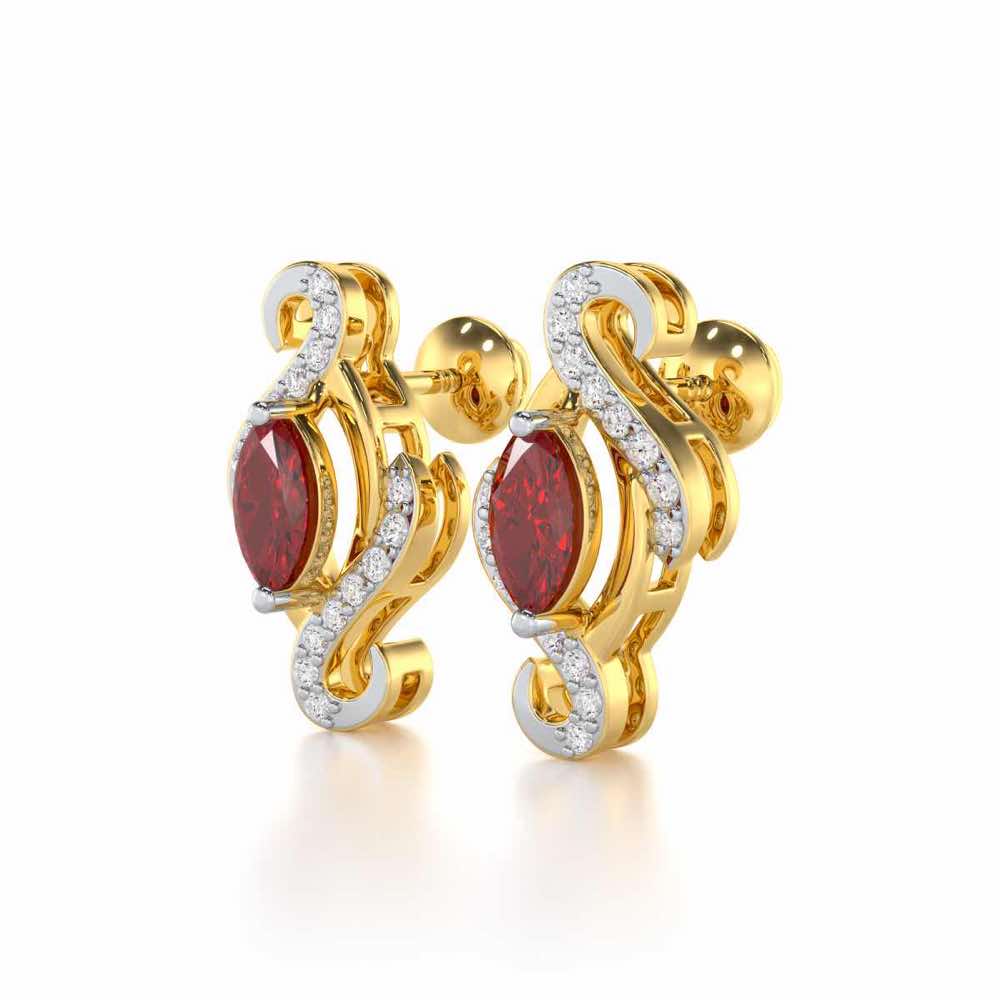 Ethereal Epiphany Garnet Silver Earrings - Yellow Gold - Image 3