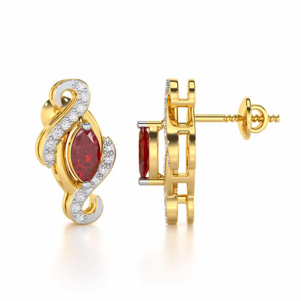 Ethereal Epiphany Garnet Silver Earrings - Yellow Gold - Image 4