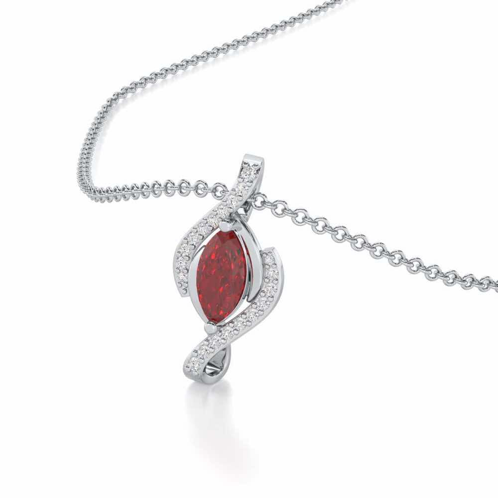 Ethereal Epiphany Garnet Silver Pendant - White Gold - Image 1