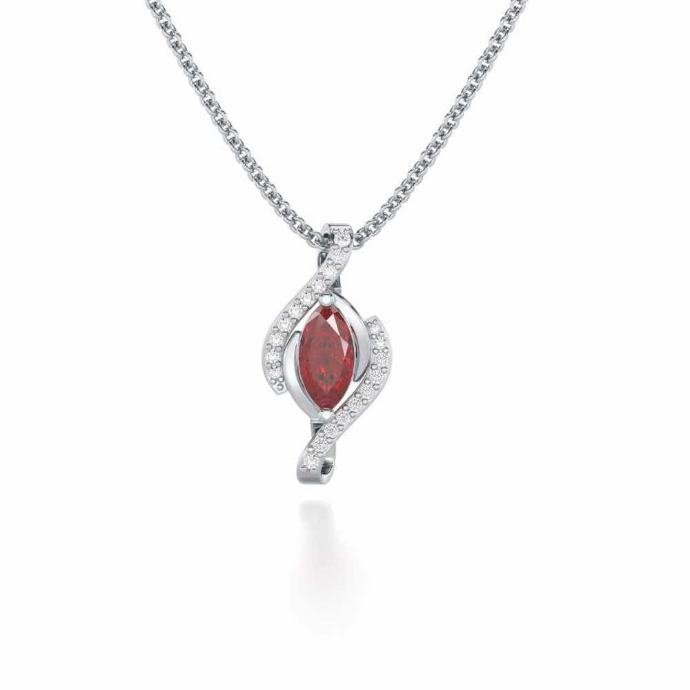 Ethereal Epiphany Garnet Silver Pendant - White Gold - Image 2