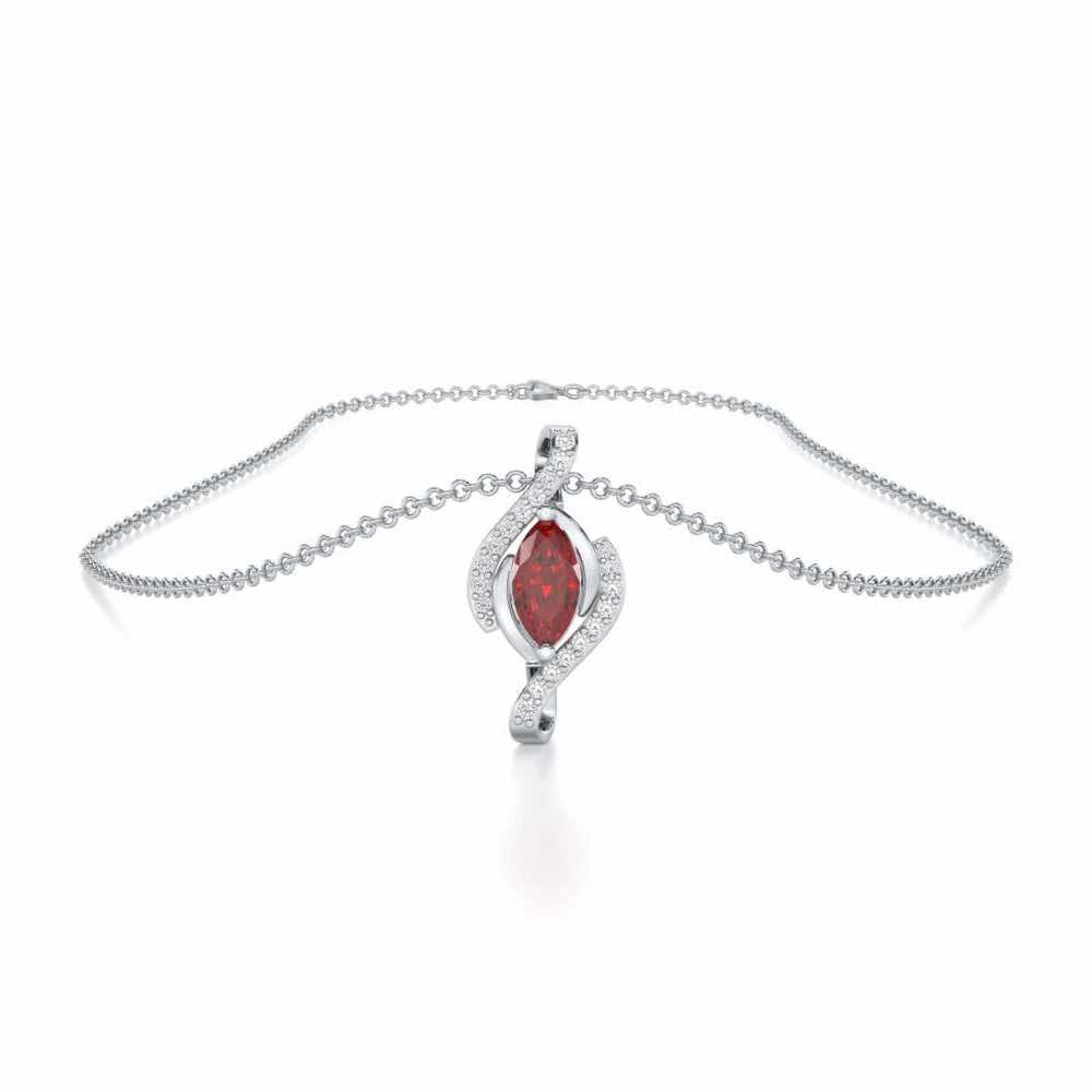 Ethereal Epiphany Garnet Silver Pendant - White Gold - Image 3