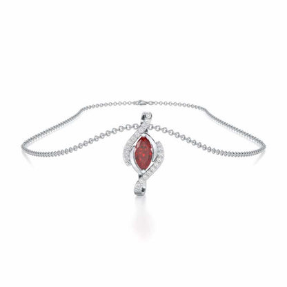 Ethereal Epiphany Garnet Silver Pendant - White Gold - Image 3