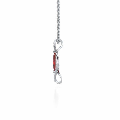 Ethereal Epiphany Garnet Silver Pendant - White Gold - Image 4