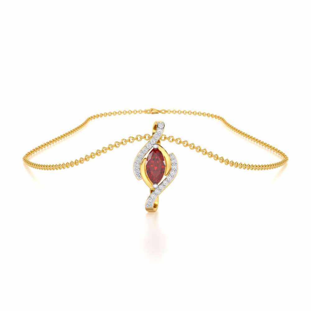 Ethereal Epiphany Garnet Silver Pendant - Yellow Gold - Image 3
