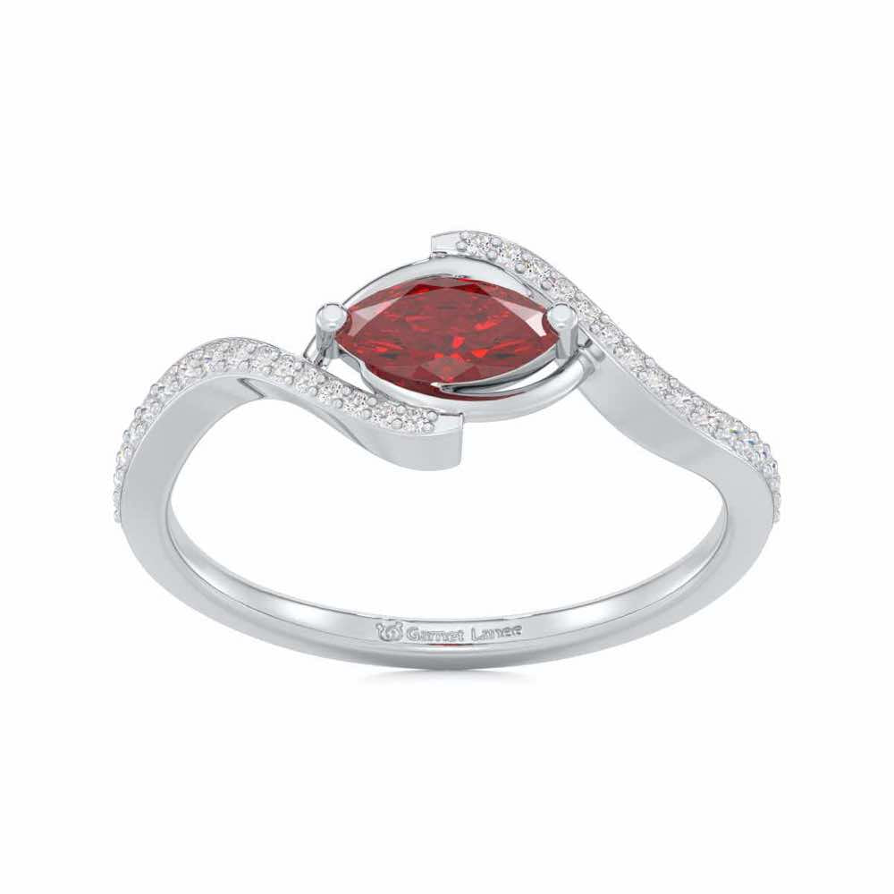 Ethereal Epiphany Garnet Silver Rings - White Gold - Image 2