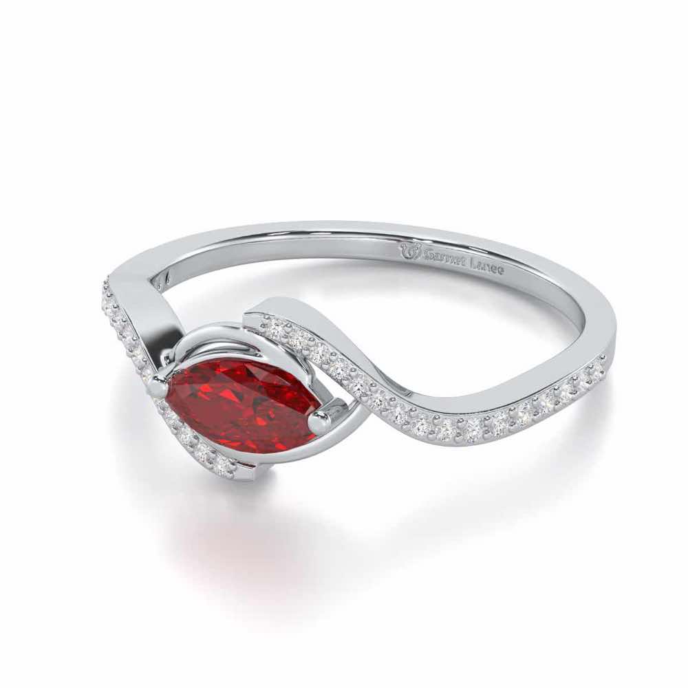 Ethereal Epiphany Garnet Silver Rings - White Gold - Image 3