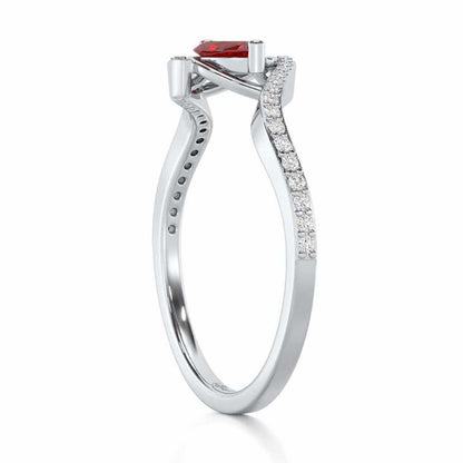 Ethereal Epiphany Garnet Silver Rings - White Gold - Image 4