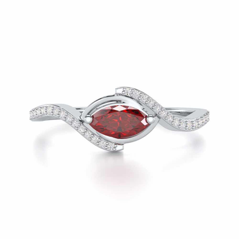 Ethereal Epiphany Garnet Silver Rings - White Gold - Image 5