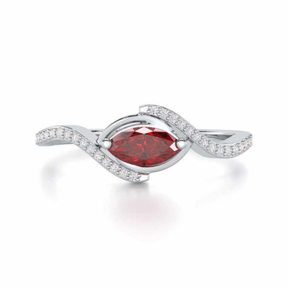 Ethereal Epiphany Garnet Silver Rings - White Gold - Image 5