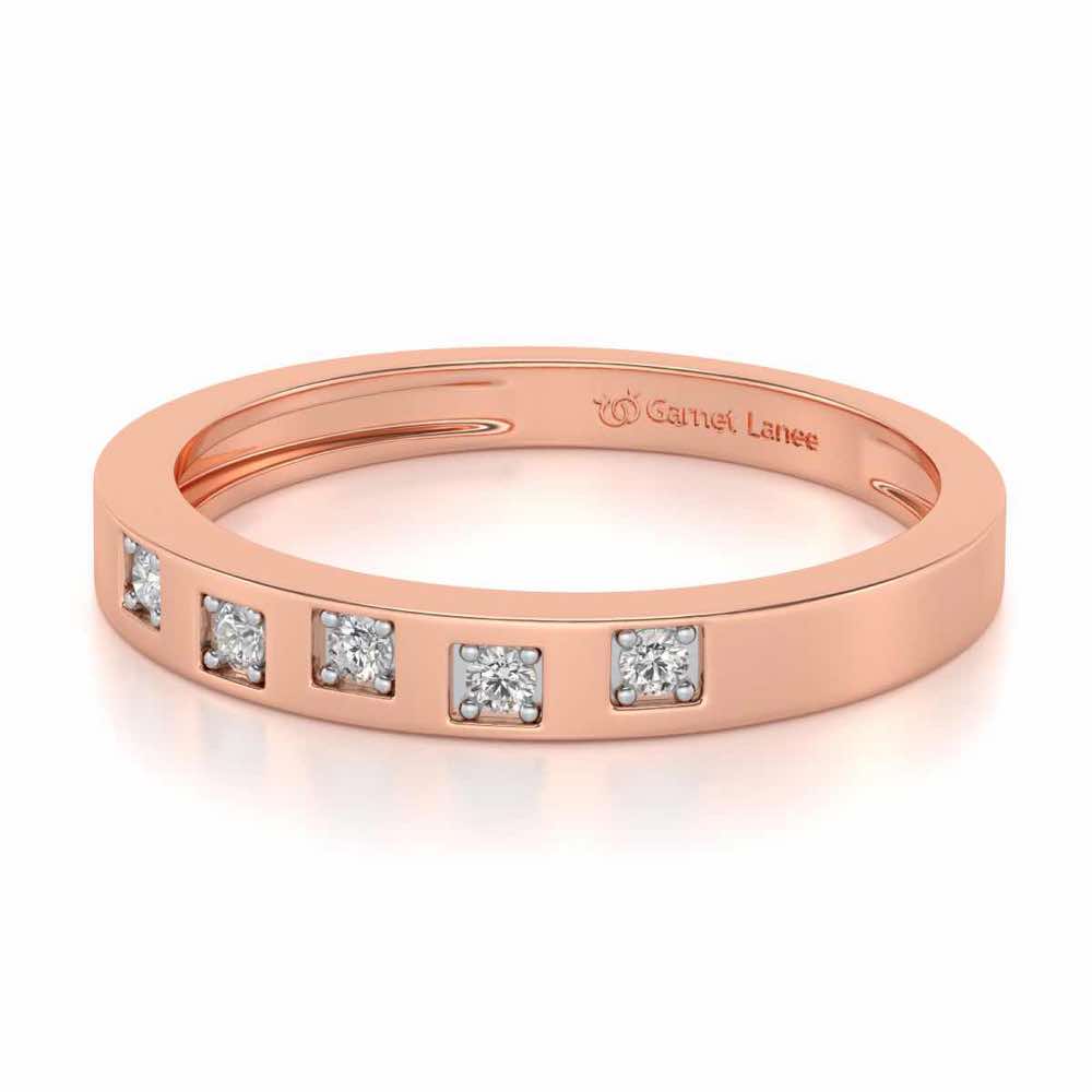 Eva Silver Band Ring - Rose Gold - Image 2