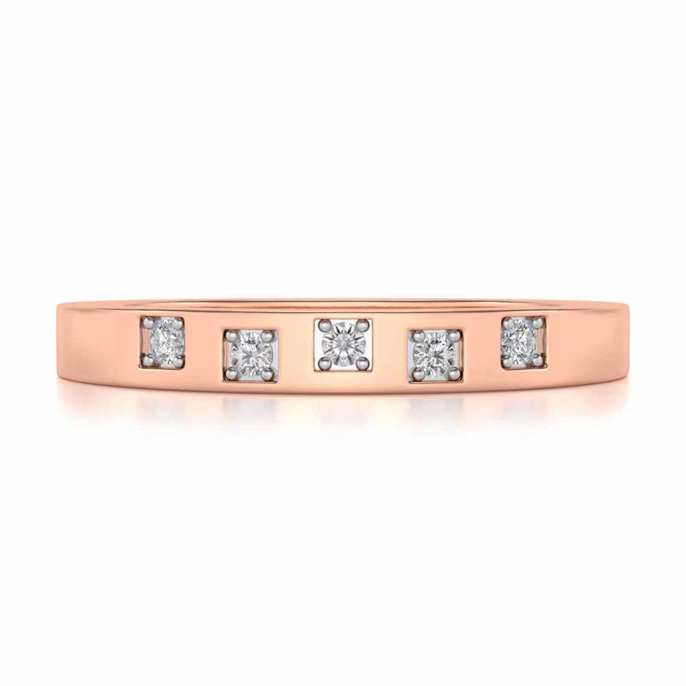 Eva Silver Band Ring - Rose Gold - Image 4