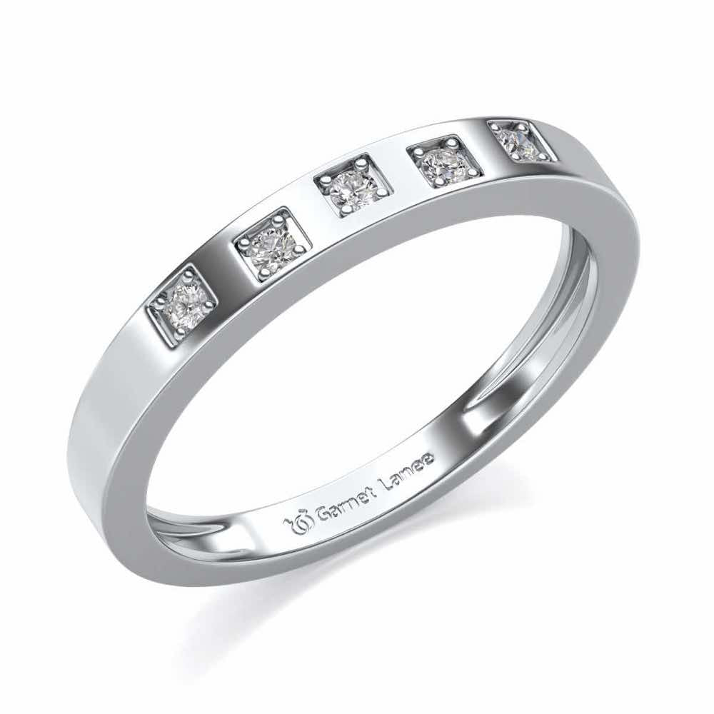 Eva Silver Band Ring - White Gold - Image 1