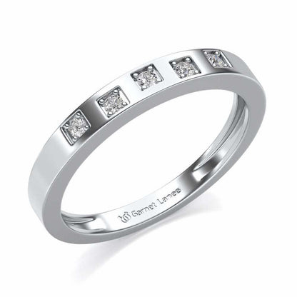 Eva Silver Band Ring - White Gold - Image 1