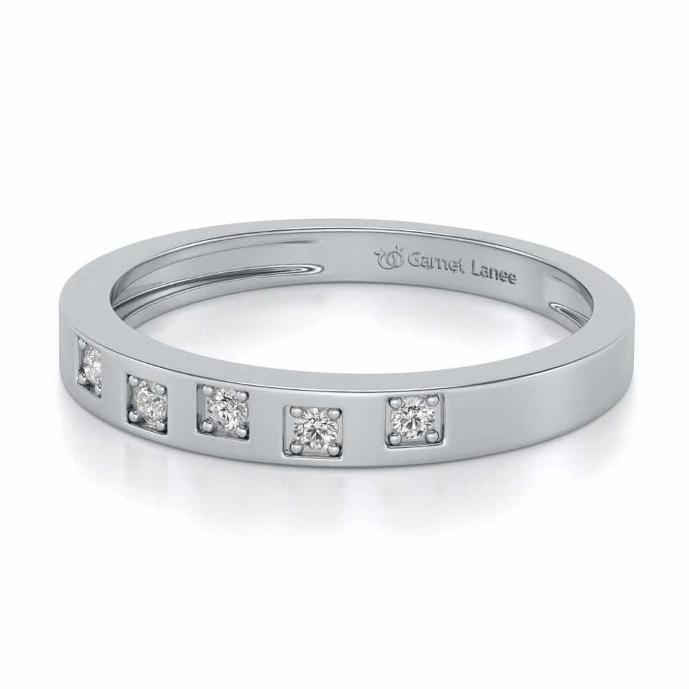 Eva Silver Band Ring - White Gold - Image 2