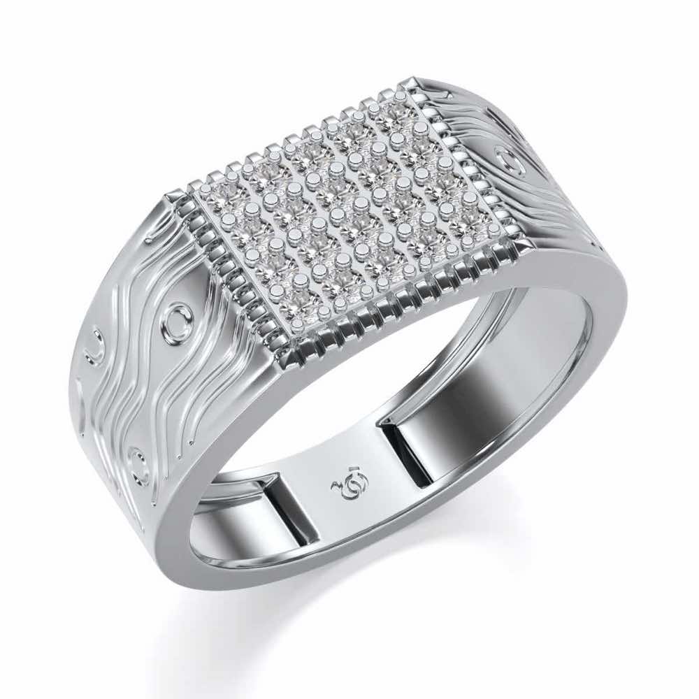 Evening Tide Silver Ring For Men - White Gold - Image 1