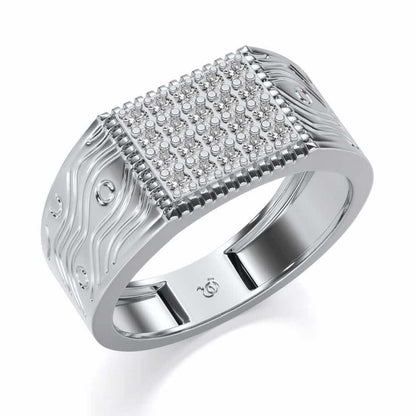Evening Tide Silver Ring For Men - White Gold - Image 1