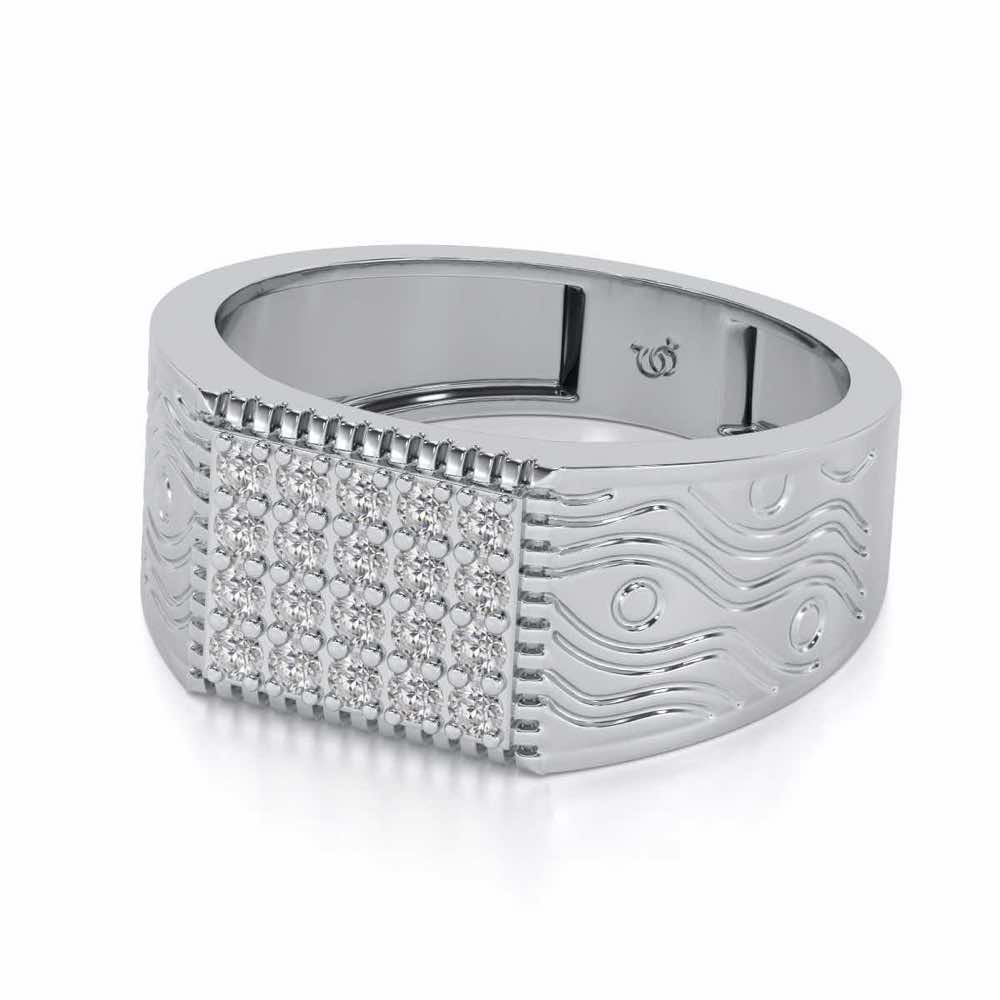 Evening Tide Silver Ring For Men - White Gold - Image 2