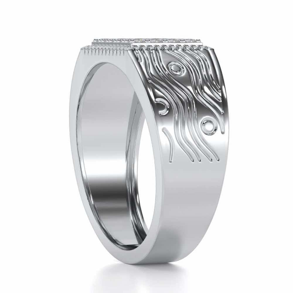 Evening Tide Silver Ring For Men - White Gold - Image 3