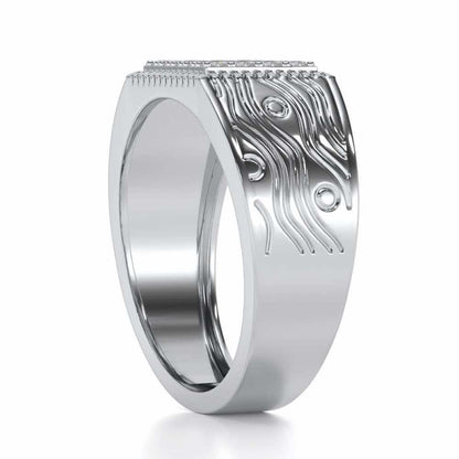 Evening Tide Silver Ring For Men - White Gold - Image 3