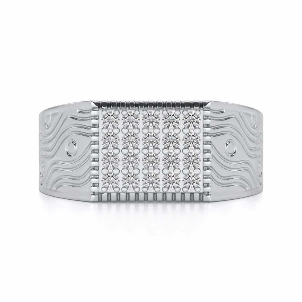 Evening Tide Silver Ring For Men - White Gold - Image 4