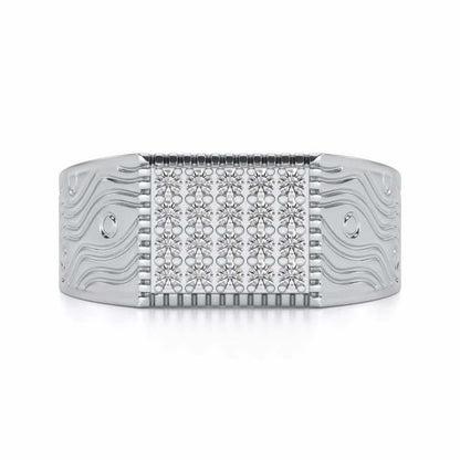 Evening Tide Silver Ring For Men - White Gold - Image 4
