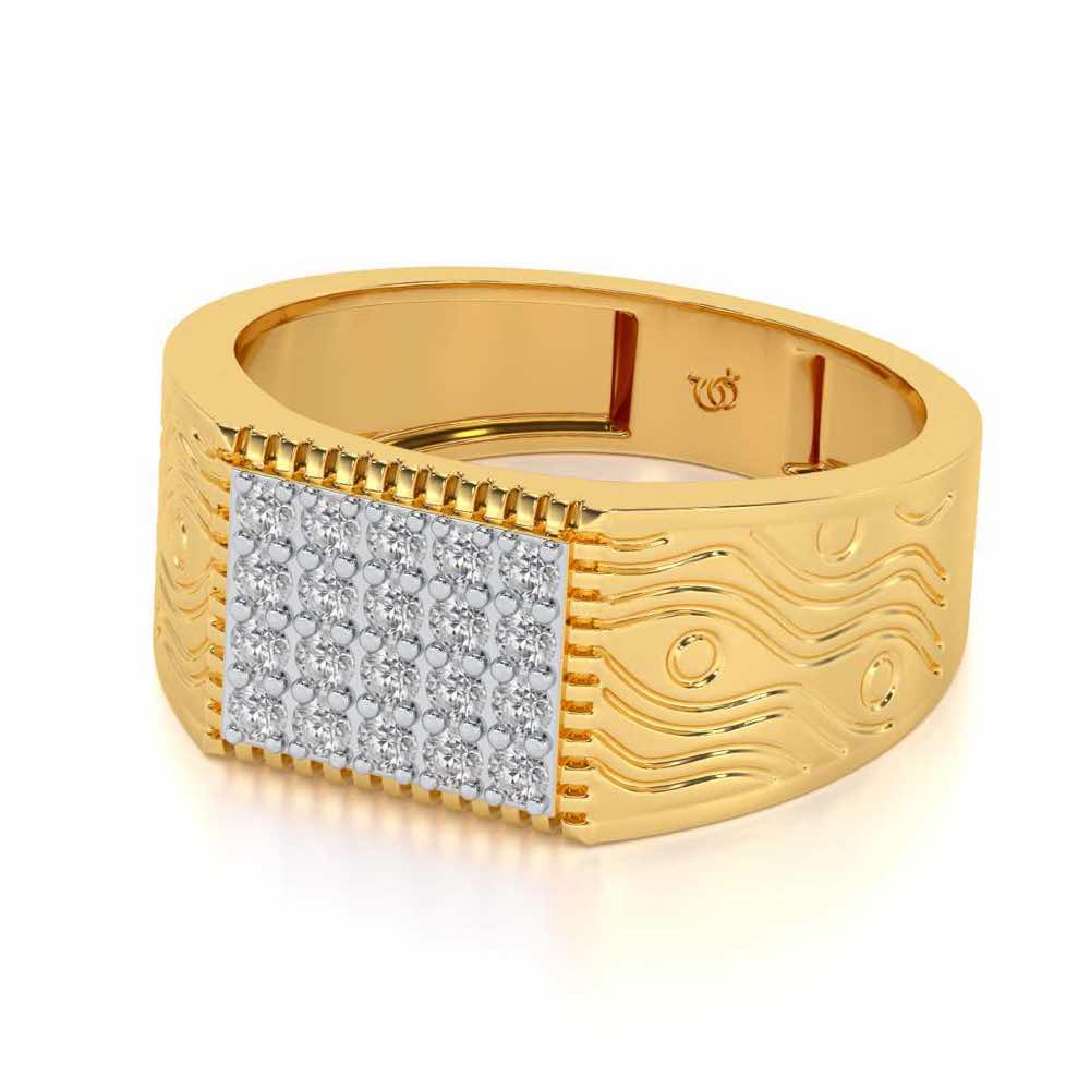 Evening Tide Silver Ring For Men - Yellow Gold - Image 2