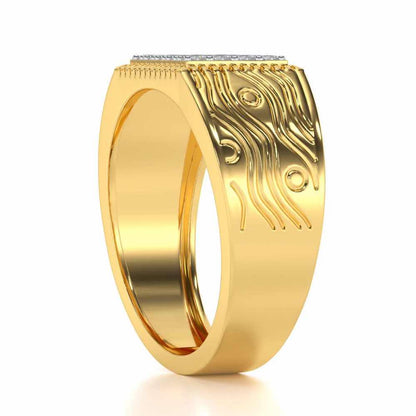 Evening Tide Silver Ring For Men - Yellow Gold - Image 3