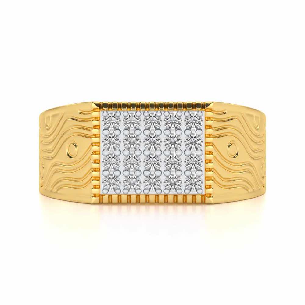 Evening Tide Silver Ring For Men - Yellow Gold - Image 4