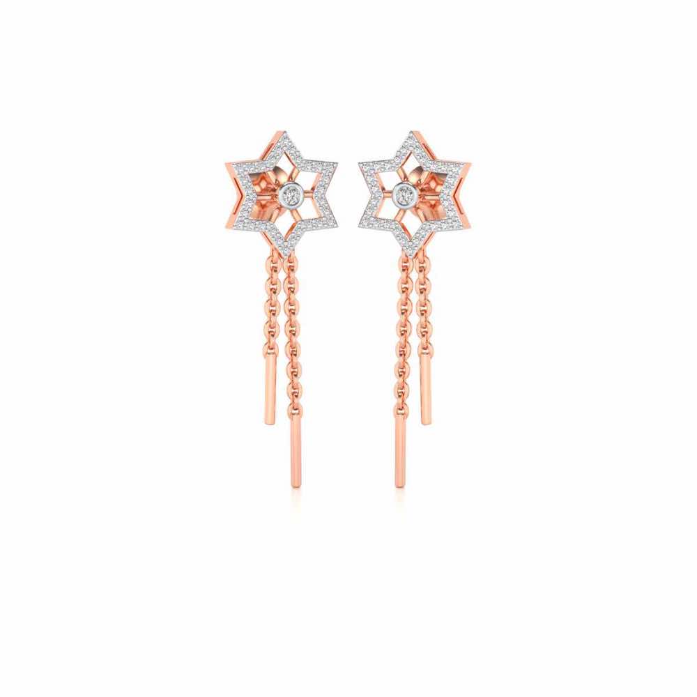 Evershining Stars Silver Earrings - Rose Gold - Image 2