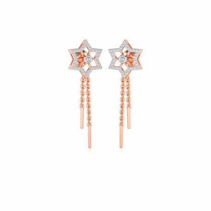 Evershining Stars Silver Earrings - Rose Gold - Image 2