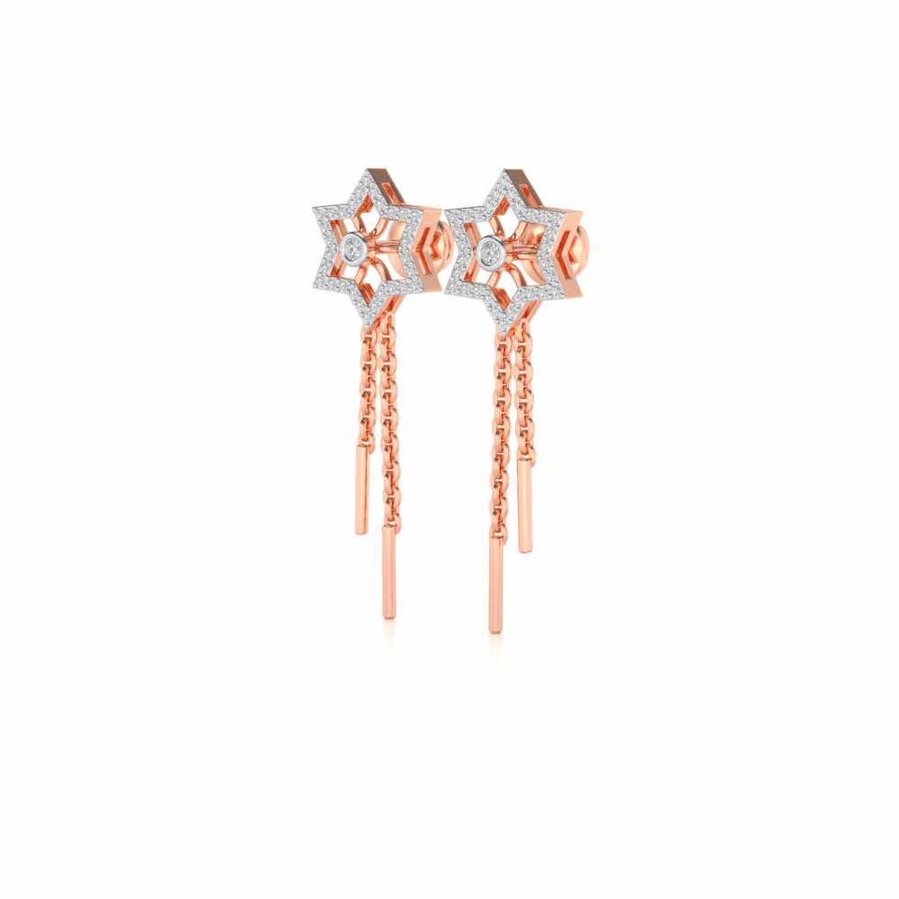 Evershining Stars Silver Earrings - Rose Gold - Image 3