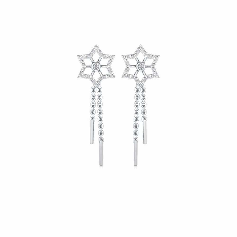 Evershining Stars Silver Earrings - White Gold - Image 1