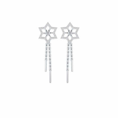 Evershining Stars Silver Earrings - White Gold - Image 1