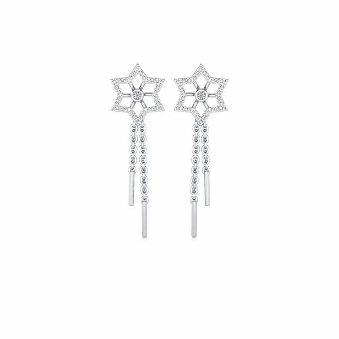 Evershining Stars Silver Earrings - White Gold - Image 1