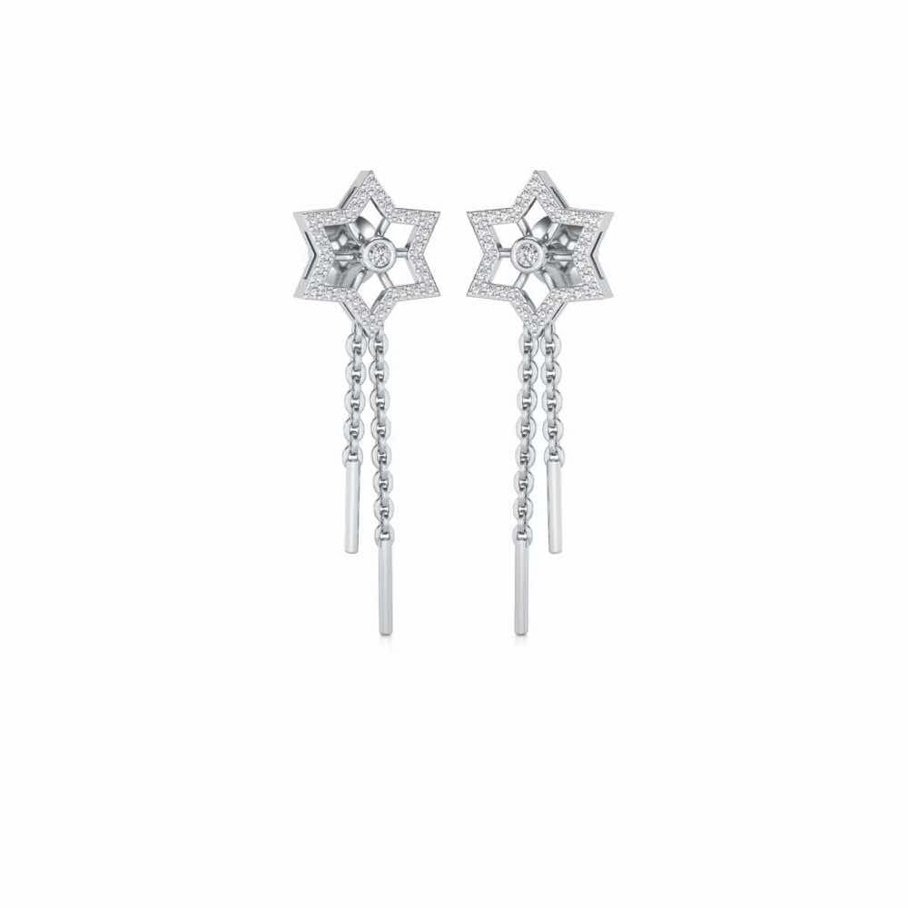 Evershining Stars Silver Earrings - White Gold - Image 2