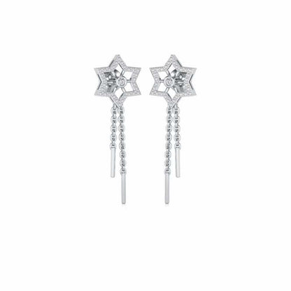 Evershining Stars Silver Earrings - White Gold - Image 2