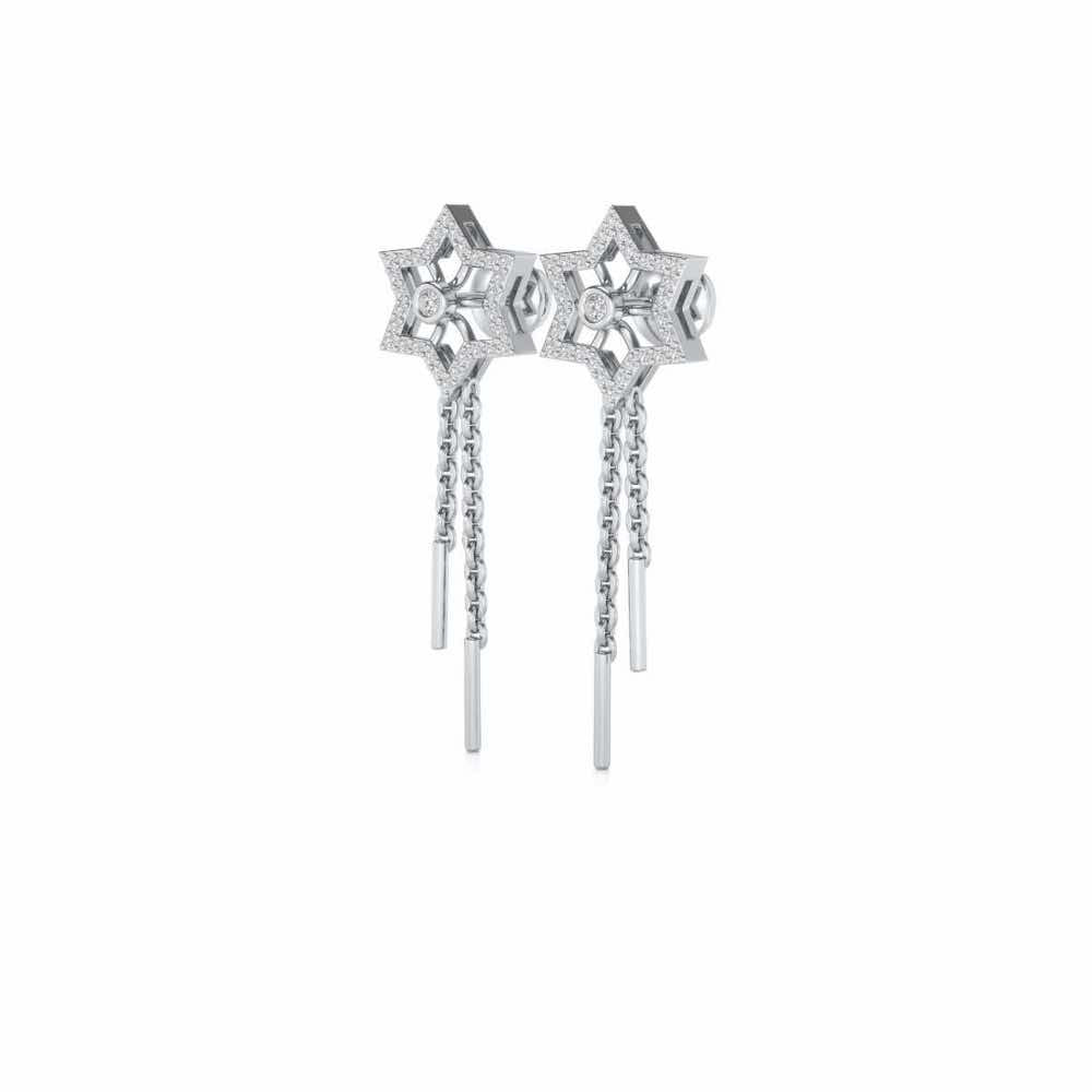Evershining Stars Silver Earrings - White Gold - Image 3