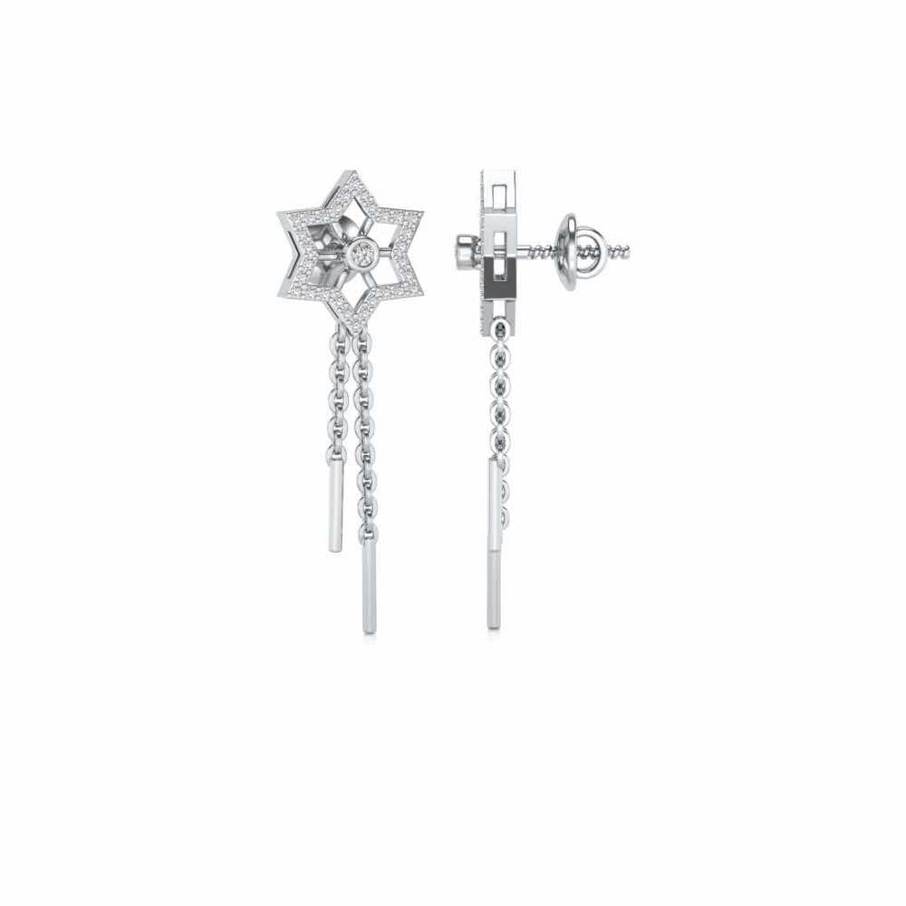 Evershining Stars Silver Earrings - White Gold - Image 4