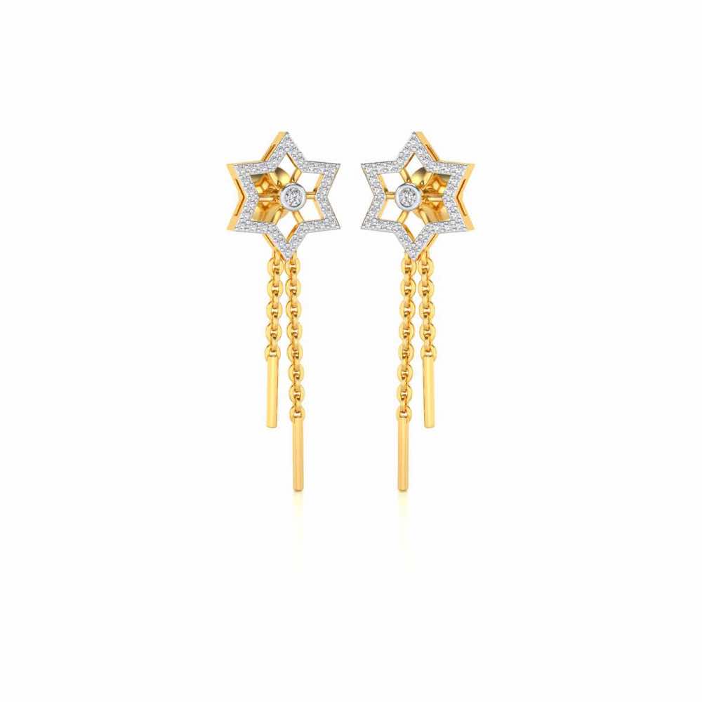 Evershining Stars Silver Earrings - Yellow Gold - Image 2