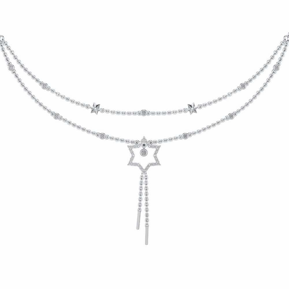 Evershining Stars Silver Necklace - White Gold - Image 1